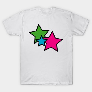 Stars Neon Colors Pink Blue Green T-Shirt